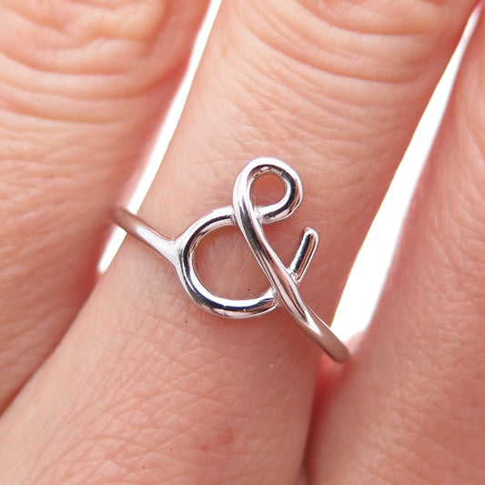 925 Sterling Silver Ampersand Symbol Ring Size 7