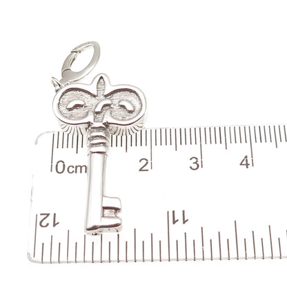 925 Sterling Silver Floral Key Carabiner Lock Clasp Charm Pendant