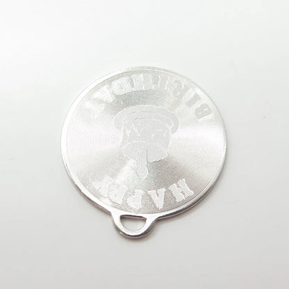 925 Sterling Silver Vintage "21 Happy Birthday" Cake Pendant