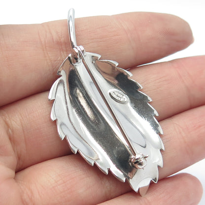 CHARLES REIS 925 Sterling Silver Antique Art Deco Leaf Floral Pin Brooch