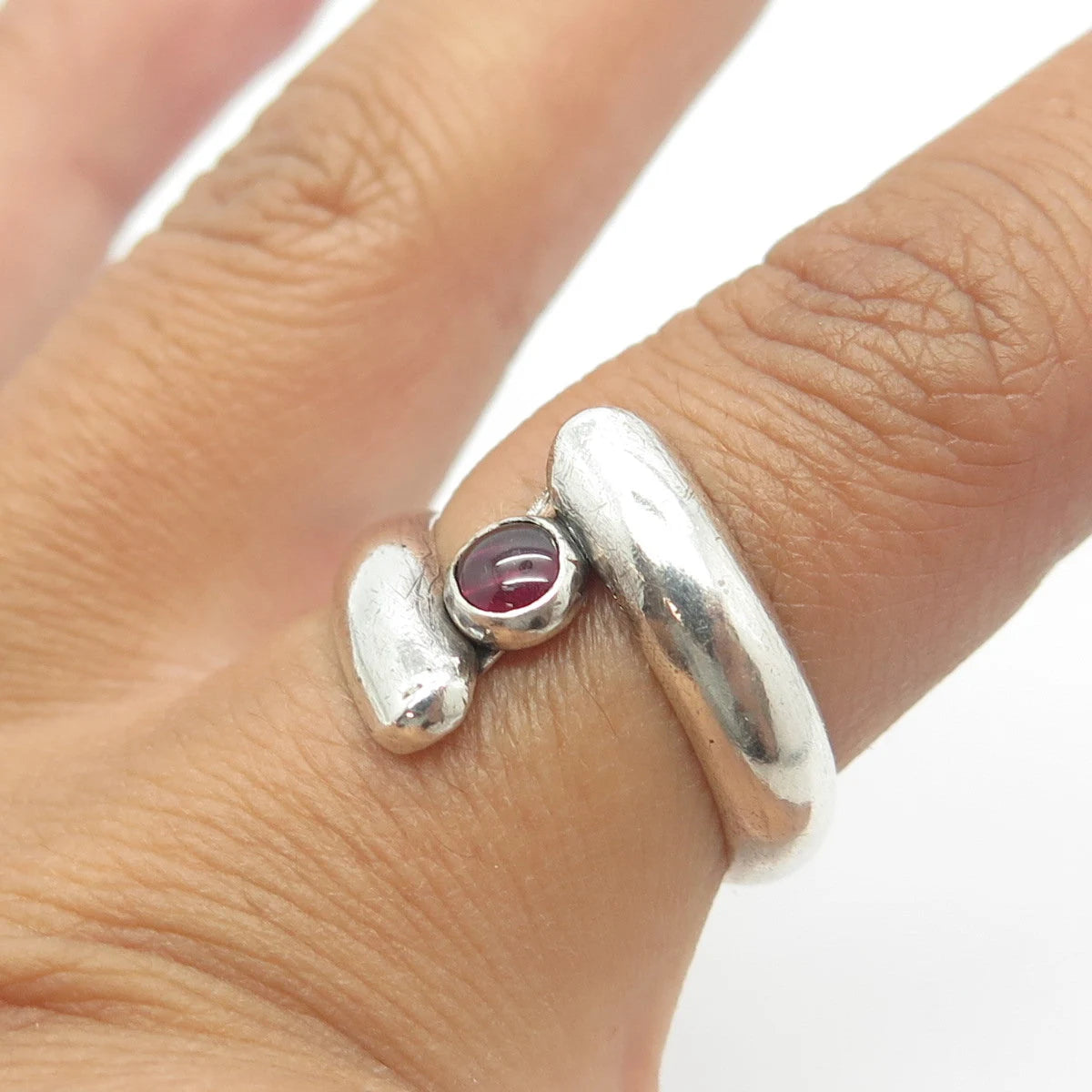 925 Sterling Silver Vintage Real Tourmaline Bypass Ring Size 6
