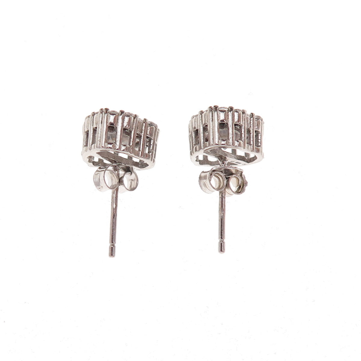925 Sterling Silver Heart & Round-Cut C Z Stud Earrings