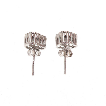 925 Sterling Silver Heart & Round-Cut C Z Stud Earrings