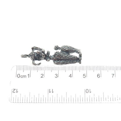 925 Sterling Silver Vintage Poodle Dog Oxidized Pendant