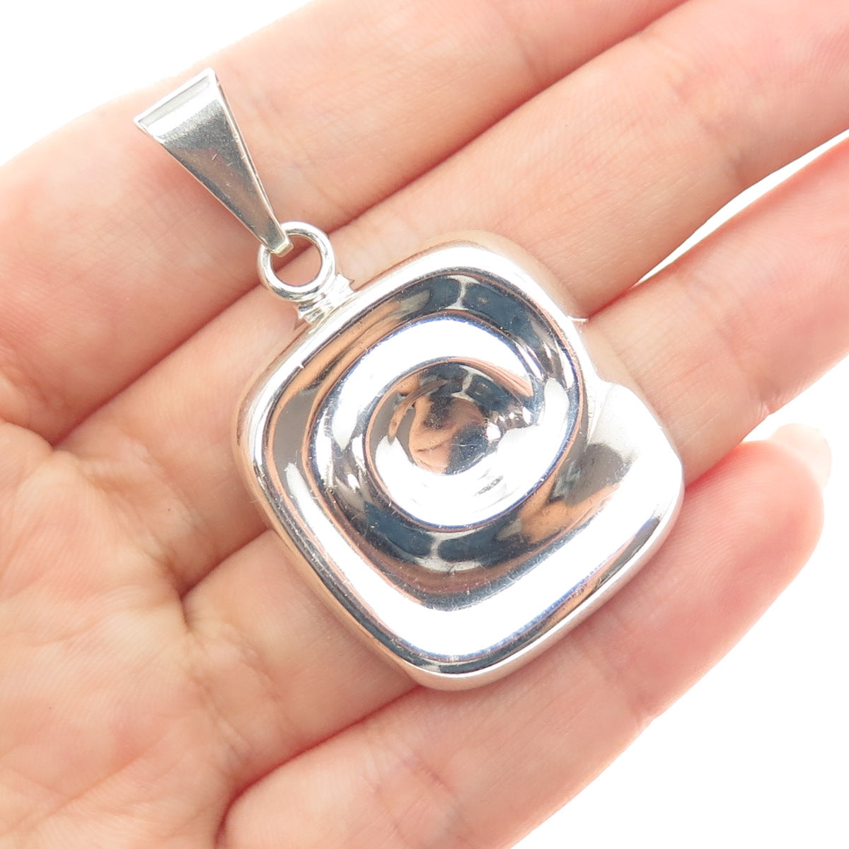 925 Sterling Silver Vintage Modernist Spiral Charm Pendant