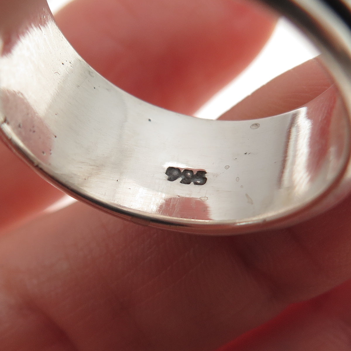 925 Sterling Silver Vintage Mesh Oxidized Rotating Band Ring Size 11.25