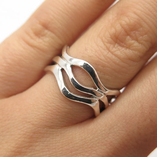 925 Sterling Silver Vintage Wavy Band Ring Size 6 1/4