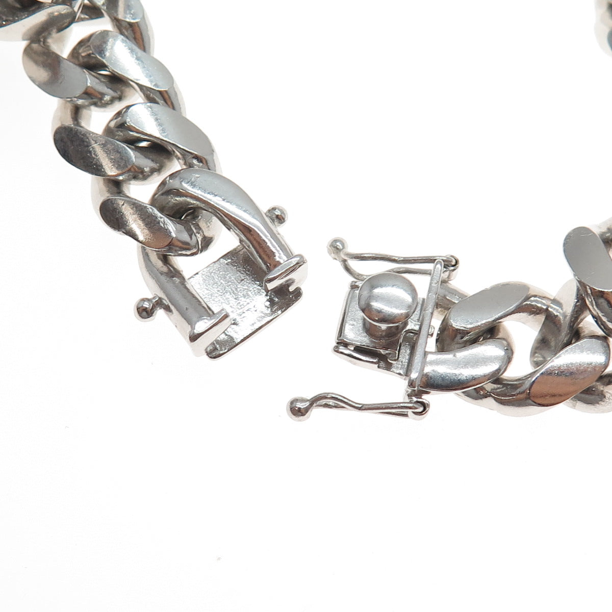 925 Sterling Silver Vintage Italy Cuban Link Heavy 73.4g Bracelet 8.5"
