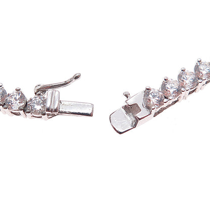 925 Sterling Silver Round-Cut C Z Tennis Chain Necklace 18"