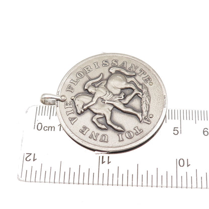 Hickok 925 Sterling Vintage "A Tuoi Une Vie Florissante" Token Knife Pendant