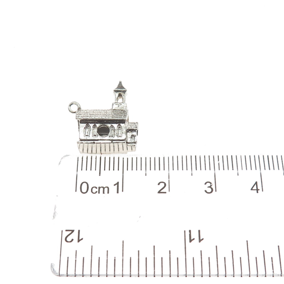 925 Sterling Silver Vintage Old Church Minimalist 3D Charm Pendant