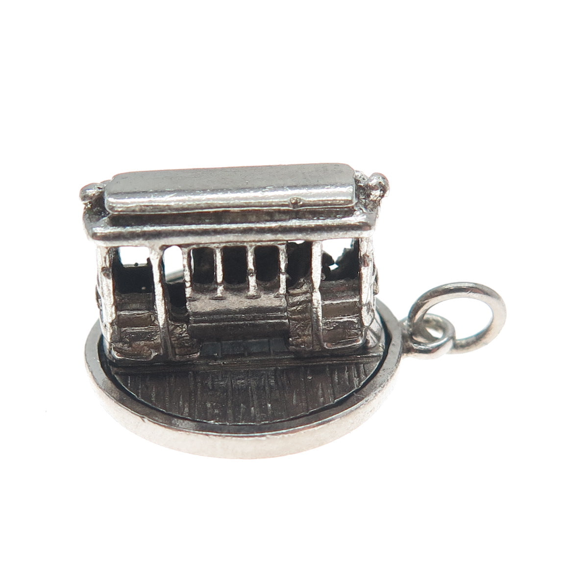 ART'S ELEGANCE 925 Sterling Silver Vintage Cable Car Minimalist 3D Charm Pendant