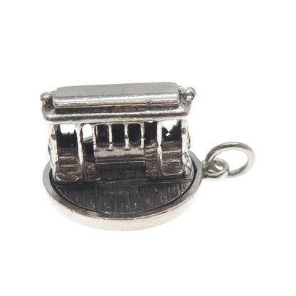 ART'S ELEGANCE 925 Sterling Silver Vintage Cable Car Minimalist 3D Charm Pendant