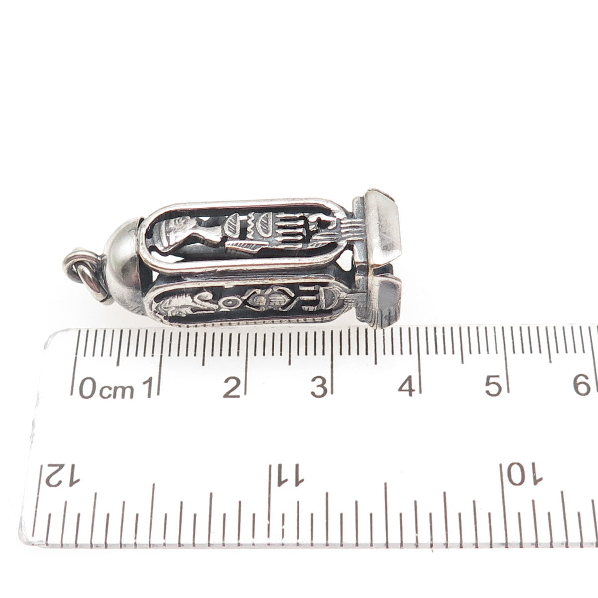 800 Silver Vintage Egyptian Pharaoh Cartouche Oxidized Charm Pendant