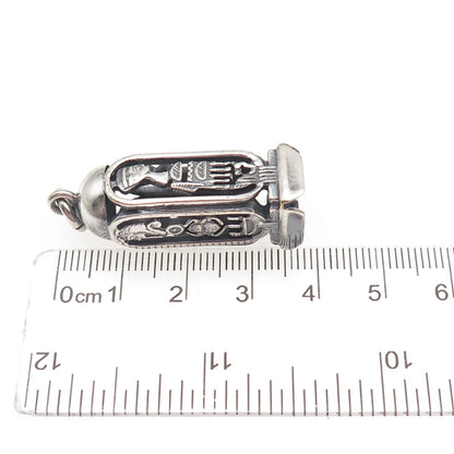 800 Silver Vintage Egyptian Pharaoh Cartouche Oxidized Charm Pendant
