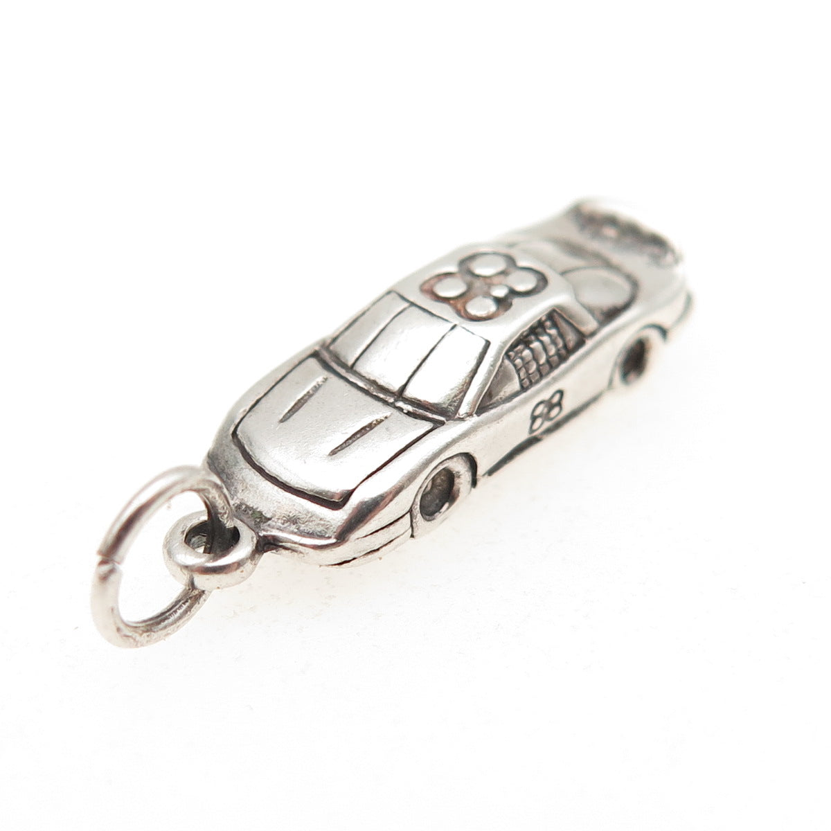 SUNWEST 925 Sterling Silver Vintage Number 88 Race Car Oxidized Charm Pendant