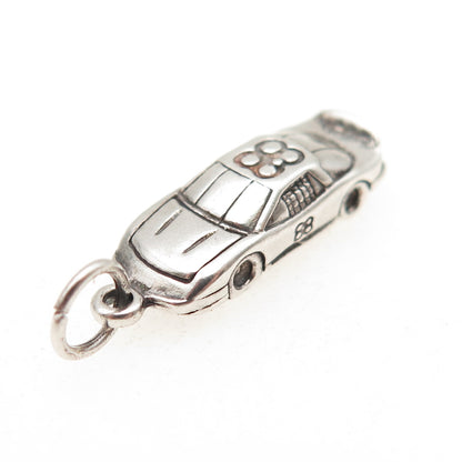 SUNWEST 925 Sterling Silver Vintage Number 88 Race Car Oxidized Charm Pendant