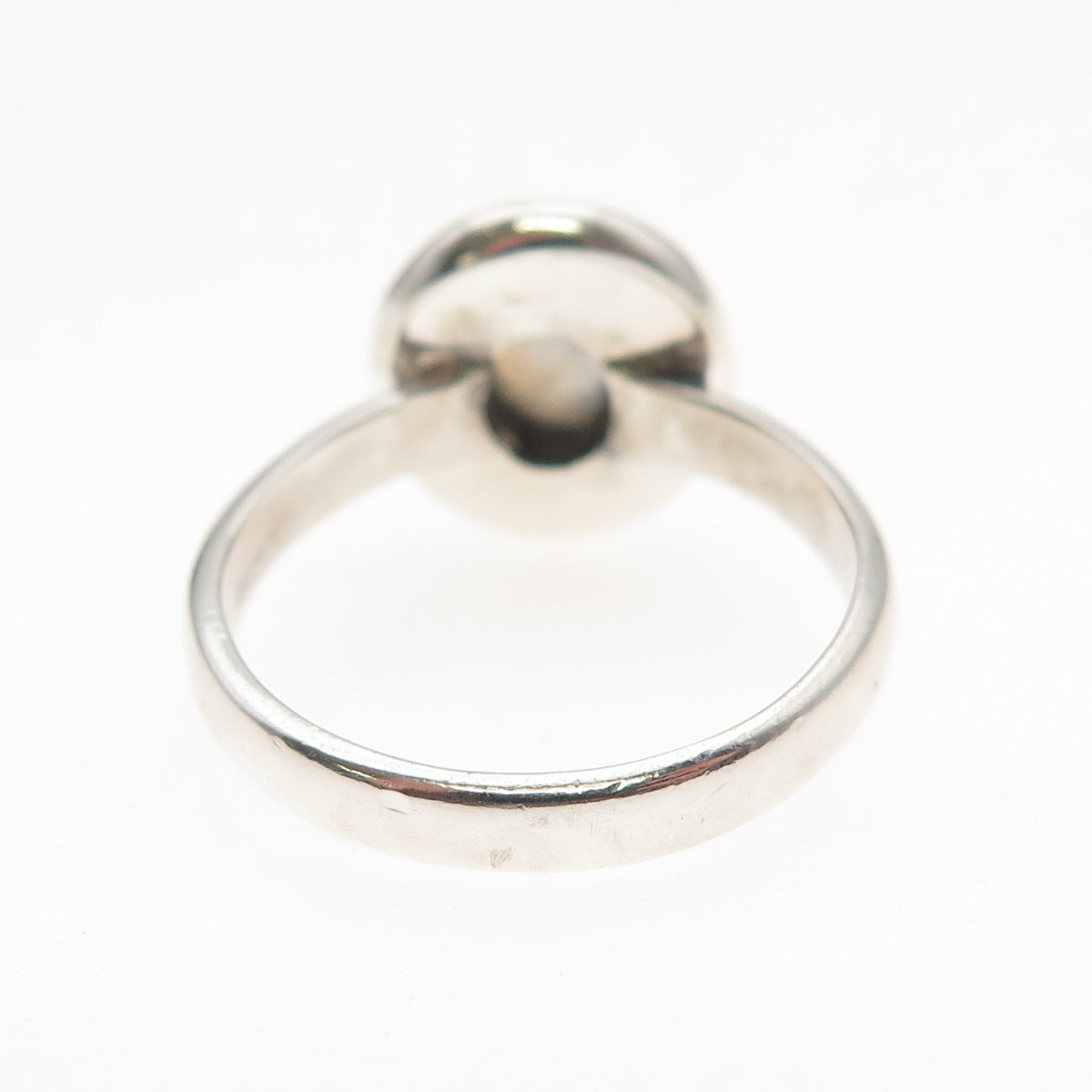 925 Sterling Silver Vintage Real Moonstone Oxidized Ring Size 7.25