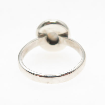 925 Sterling Silver Vintage Real Moonstone Oxidized Ring Size 7.25