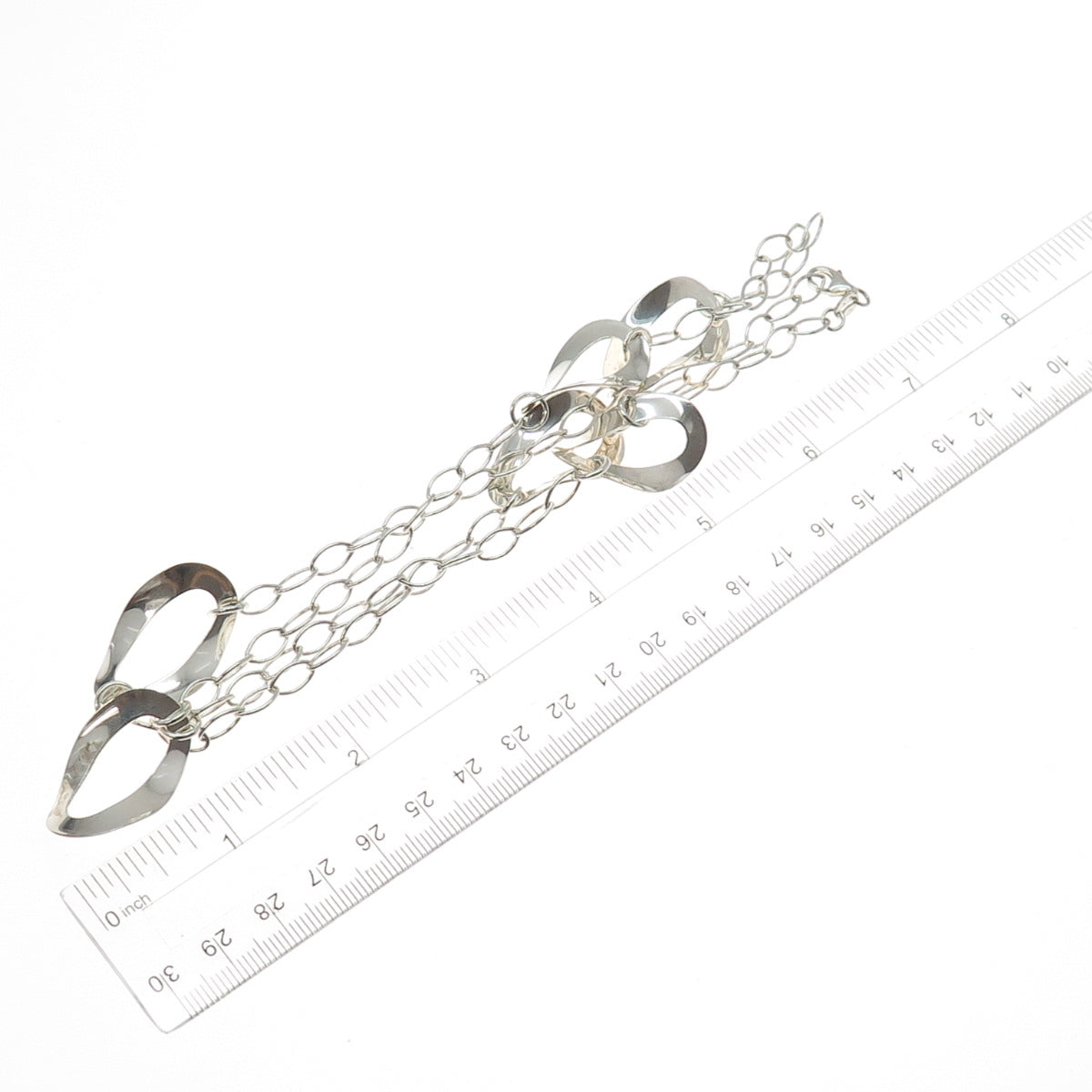 925 Sterling Silver Vintage Italy Modernist Oval Chain Necklace 24"