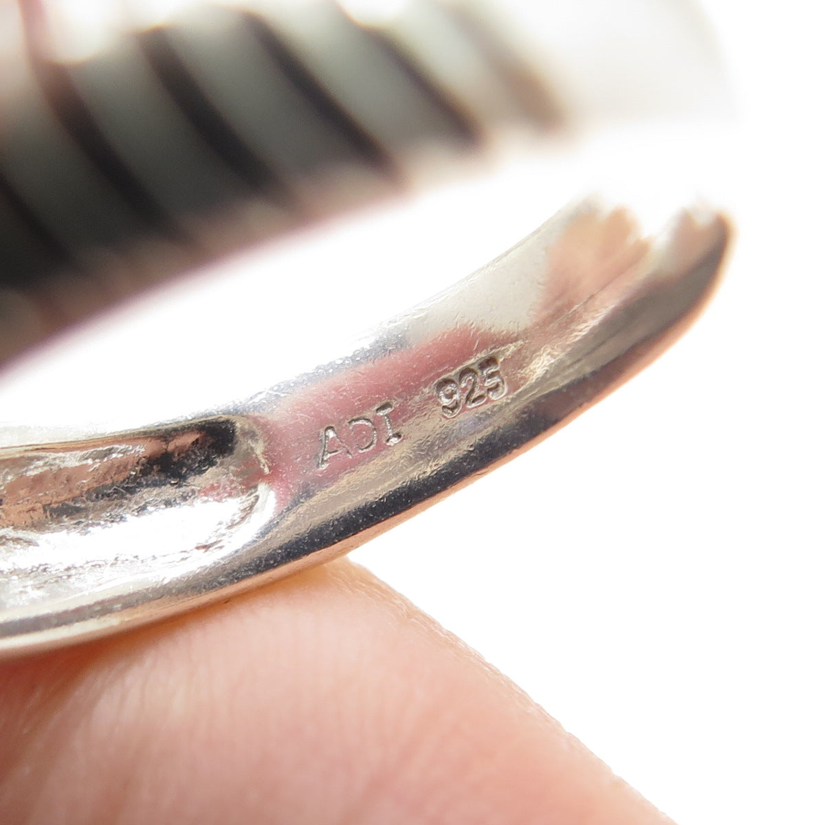 925 Sterling Silver Vintage Princess-Cut C Z Ribbed Ring Size 7.25