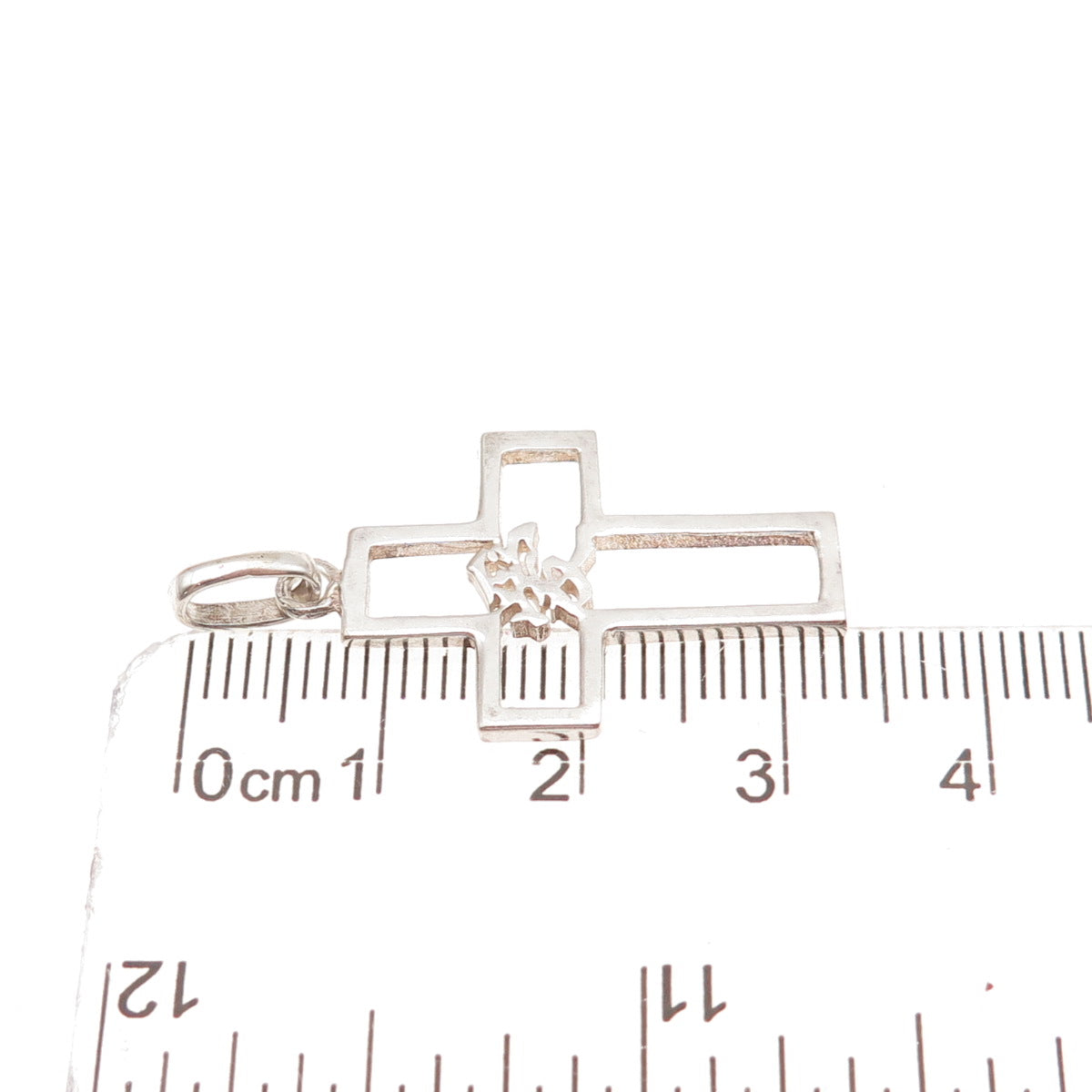 925 Sterling Silver Vintage Love Chinese Character Cross Charm Pendant