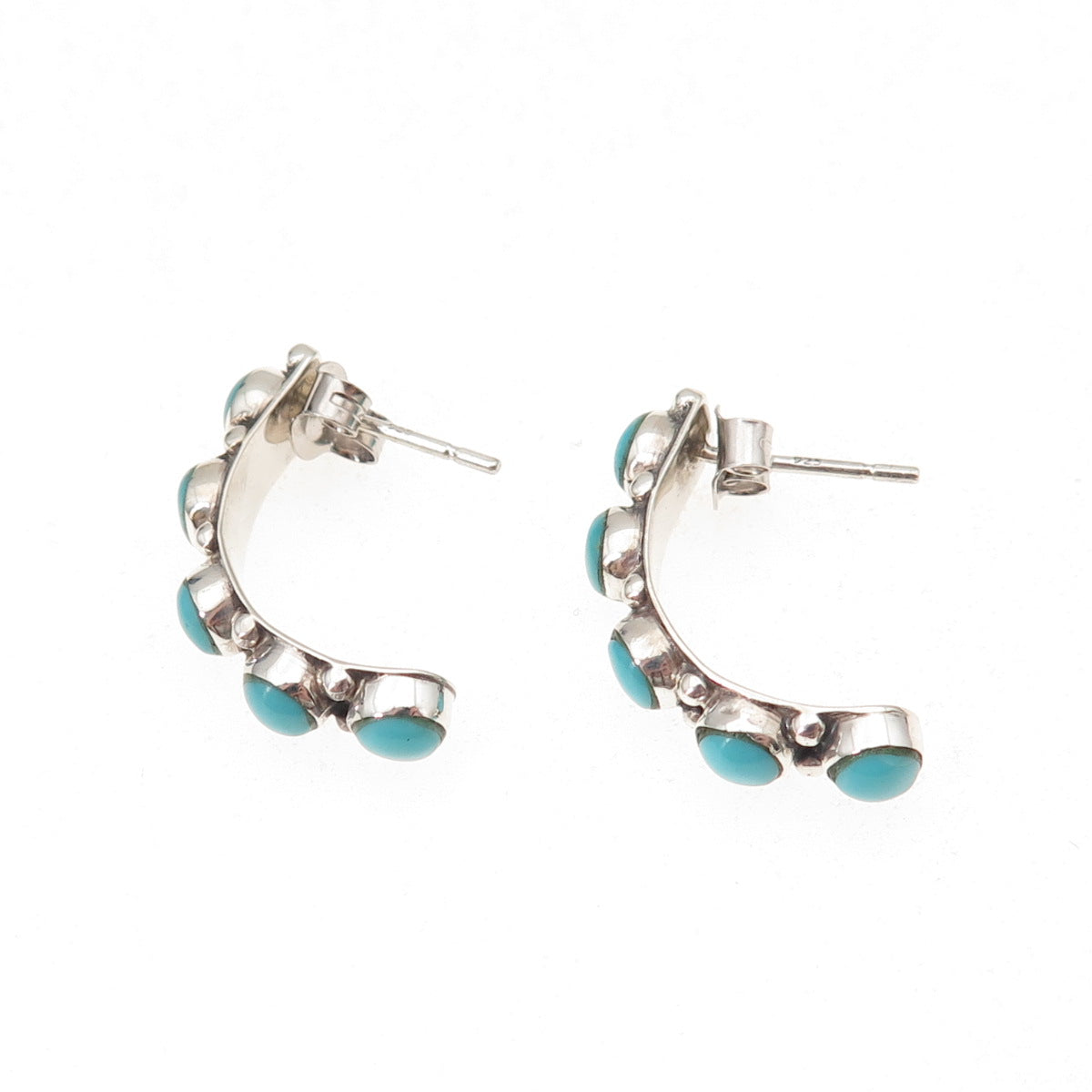 Old Pawn 925 Sterling Silver Vintage Southwestern Turquoise Tribal Earrings
