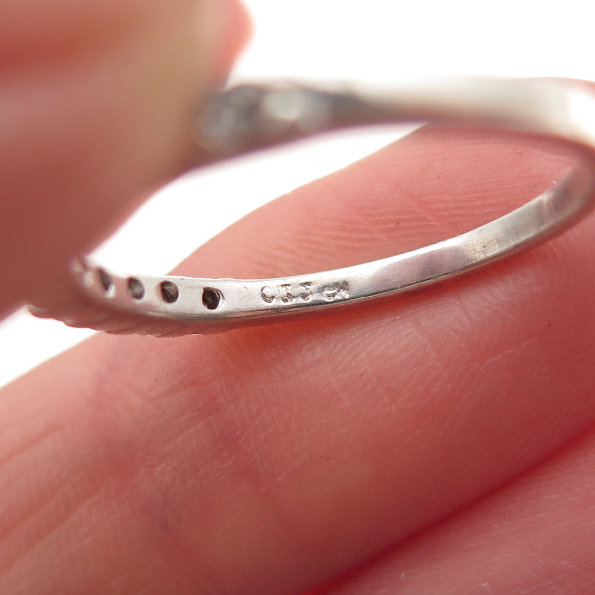 925 Sterling Silver Round-Cut C Z Half Eternity Stackable Ring Size 7