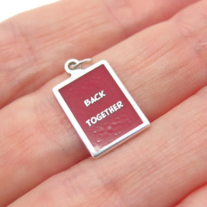 925 Sterling Silver Red Enamel Back Together Minimalist Charm Pendant