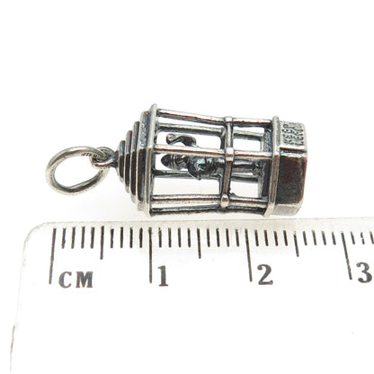 925 Sterling Silver Antique Art Deco "Keep Left" Traffic Controller Pendant