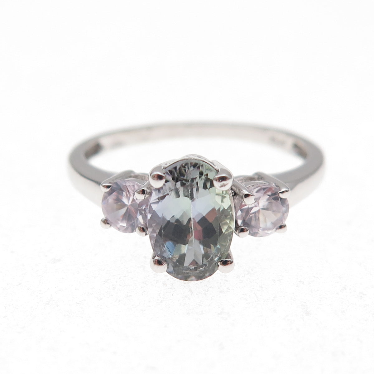 Chuck Clemency 925 Sterling Silver Real Iolite & White Topaz Ring Size 8