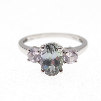 Chuck Clemency 925 Sterling Silver Real Iolite & White Topaz Ring Size 8