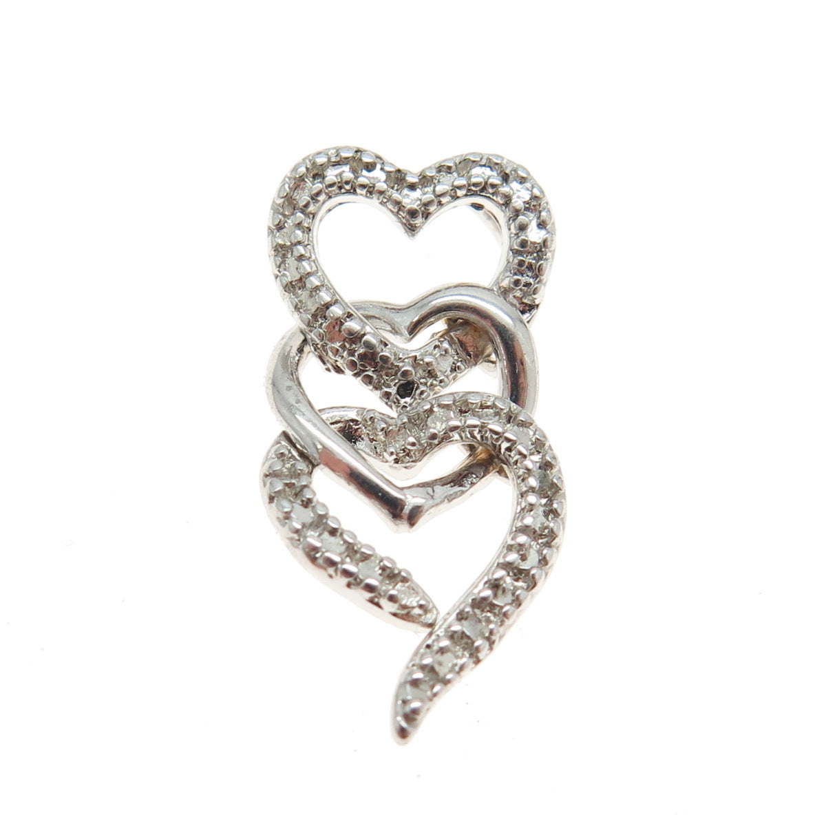 ROSS SIMONS 925 Sterling Silver Real White Diamond Accent Heart Slide Pendant