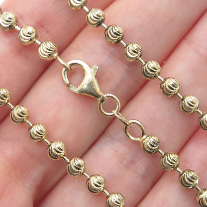 925 Sterling Gold Plated BSI Italy Diamond-Cut Ball Beaded Chain Necklace 24"