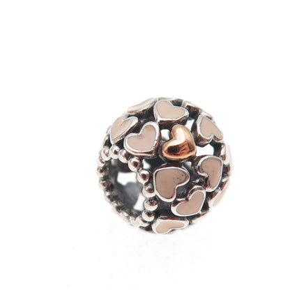 PANDORA 925 Sterling Silver & Gold Enamel Abundance of Love Slide Bead Charm