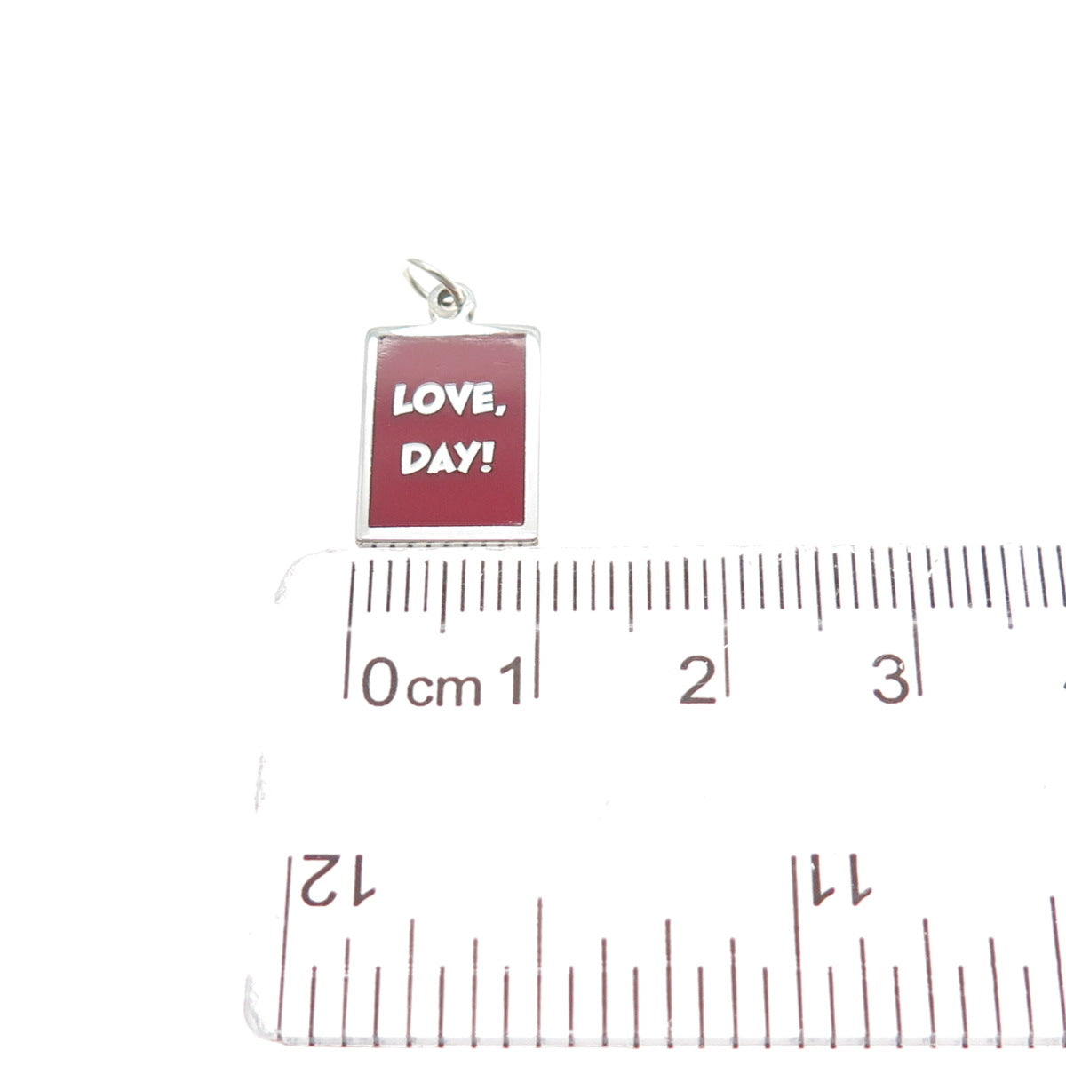925 Sterling Silver Red Enamel Love, Day! Minimalist Charm Pendant