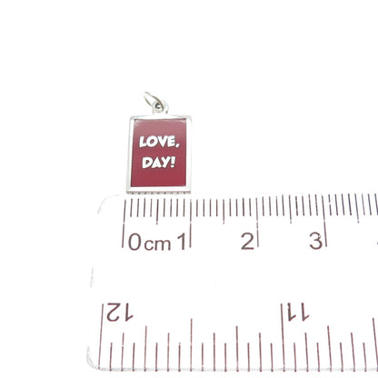 925 Sterling Silver Red Enamel Love, Day! Minimalist Charm Pendant