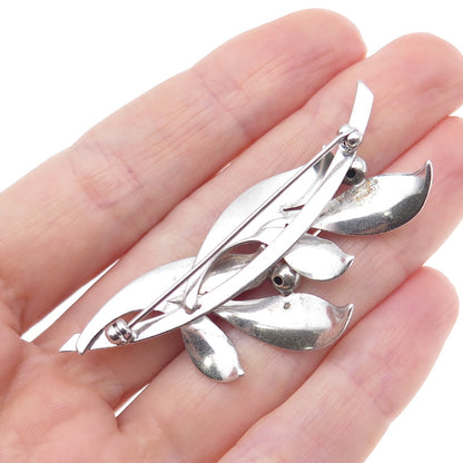 FORSTNER 925 Sterling Silver Vintage Modernist Floral Leaf Pin Brooch