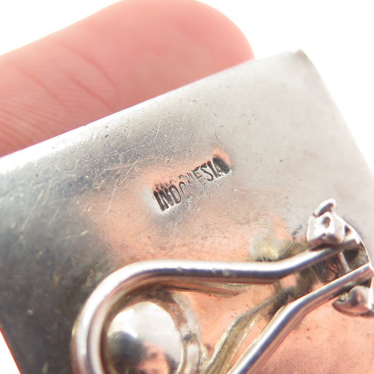 925 Sterling Silver Vintage Boho / Ethnic Square Clip On Earrings