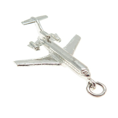 WELLS 925 Sterling Silver Vintage Airplane 3D Pendant