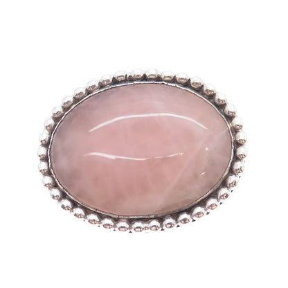 RICK MARTINEZ Old Pawn 925 Sterling Silver Vintage Rose Quartz Beaded Pin Brooch