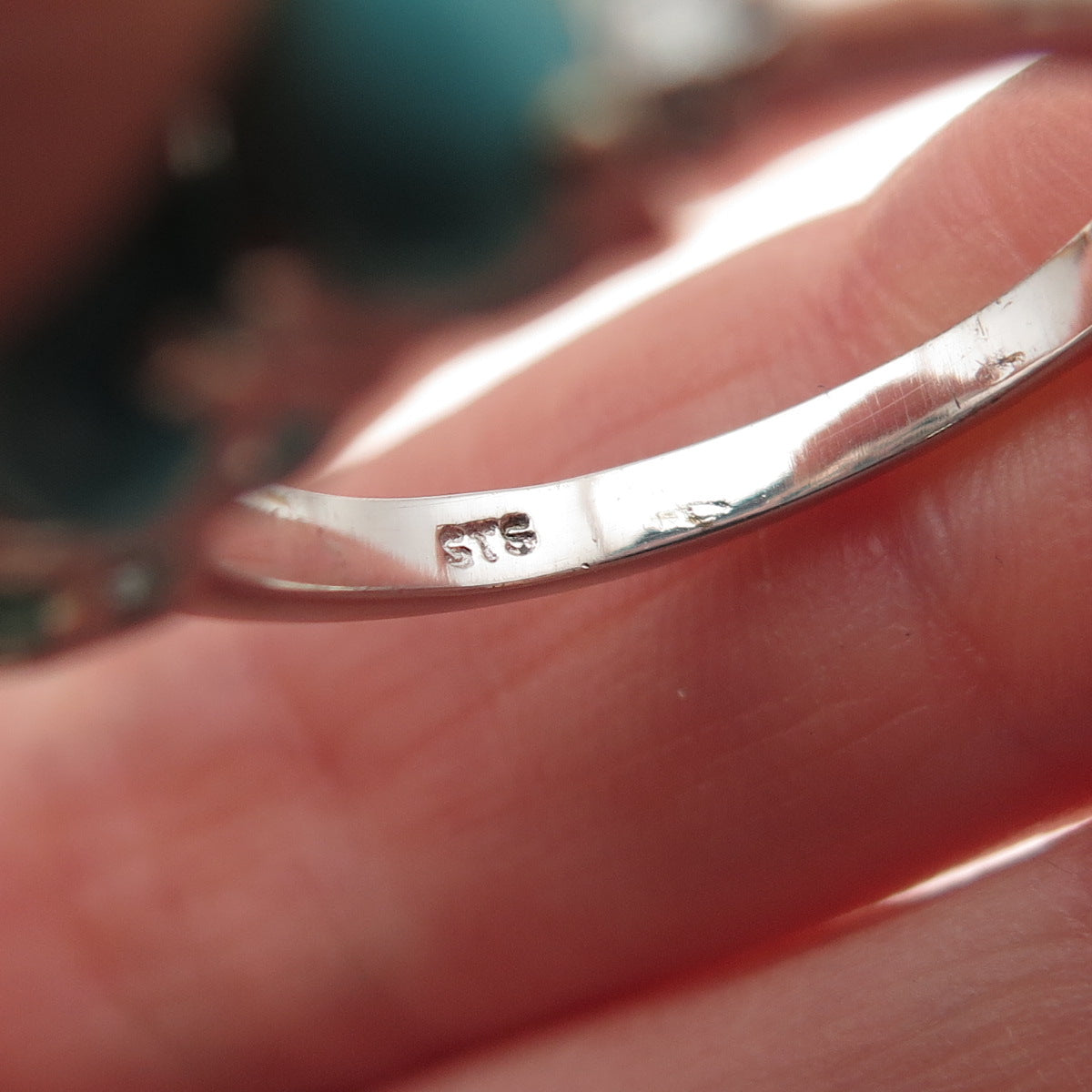 Chuck Clemency 925 Sterling Silver Real Diamond & Turquoise Ring Size 8.25