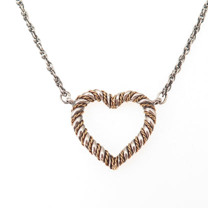 Tiffany & Co. Sterling Silver 18K Gold Vintage Heart Necklace 18" (missing lock)