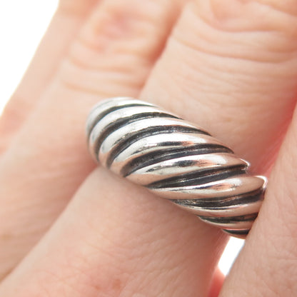 925 Sterling Silver Vintage Ribbed Dome Oxidized Ring Size 6.75