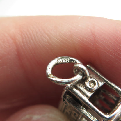 925 Sterling Silver Vintage Tram / Cable Car 3D Charm Pendant
