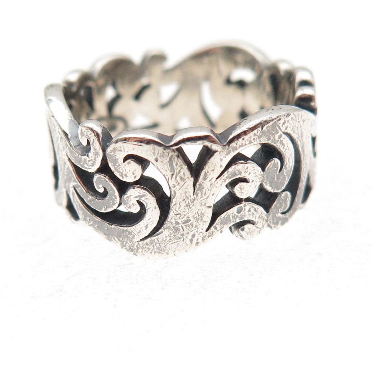 Lois Hill 925 Sterling Silver Vintage Signature Scroll Oxidized Ring Size 7.5
