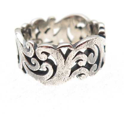 Lois Hill 925 Sterling Silver Vintage Signature Scroll Oxidized Ring Size 7.5