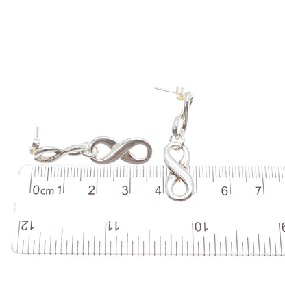 Old Stock 925 Sterling Silver Vintage Infinity Dangle Earrings