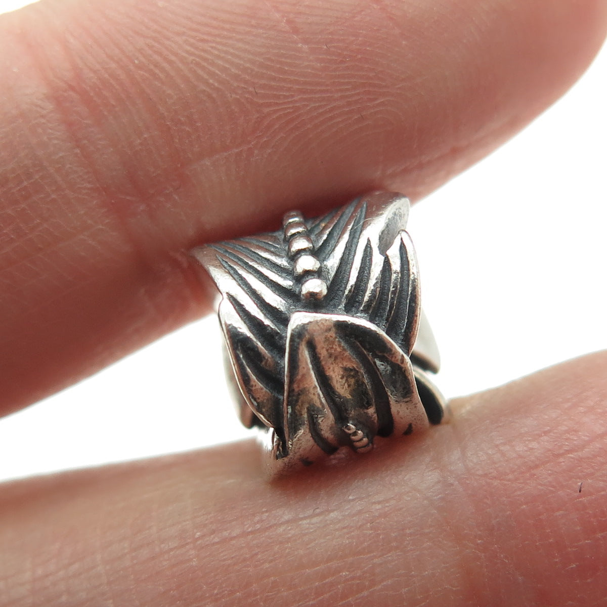 PANDORA 925 Sterling Silver Feather Bead Charm