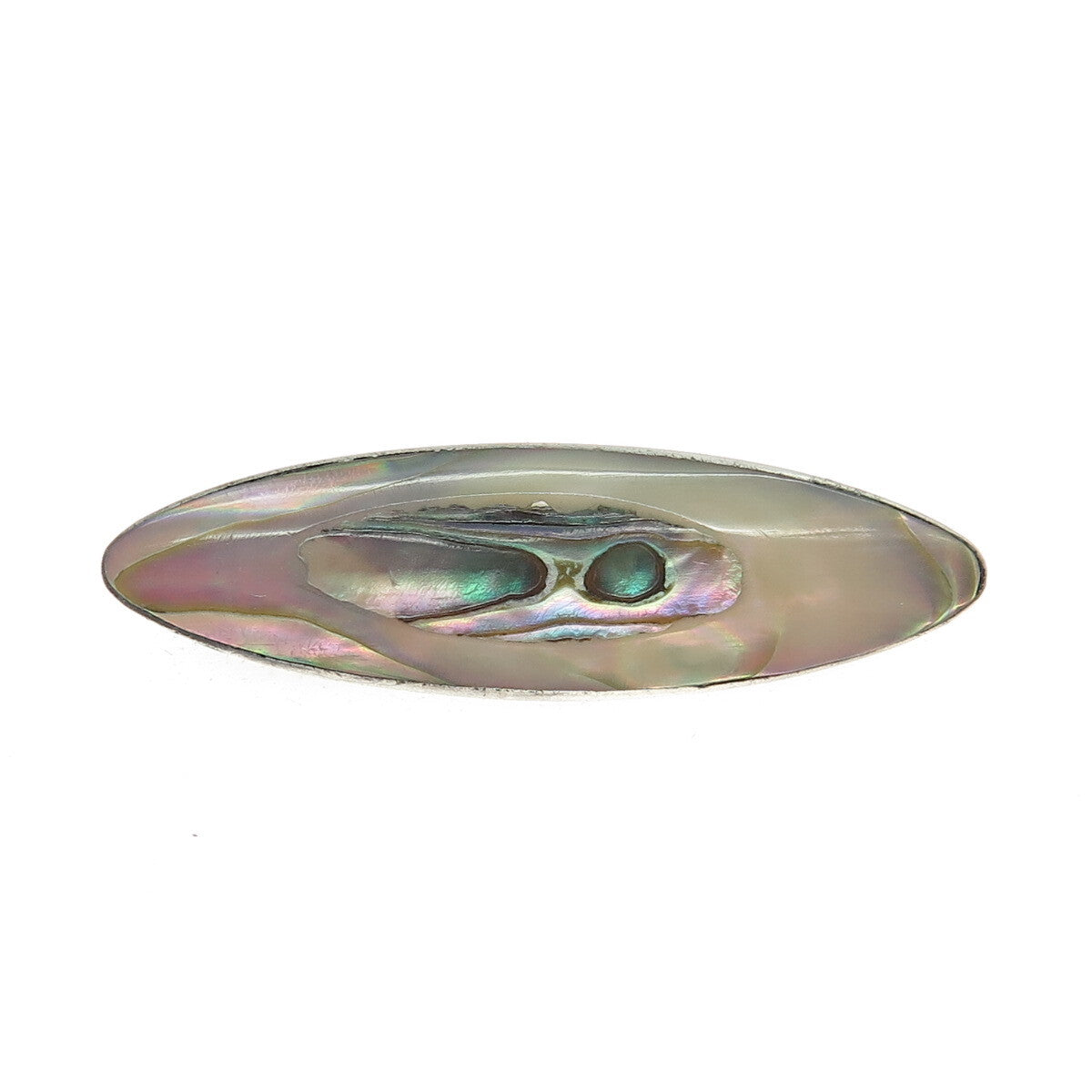 925 Sterling Silver Antique Art Deco Real Abalone Shell Oxidized Pin Brooch